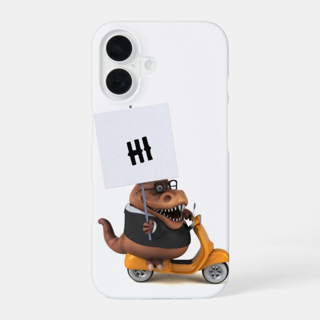 Funda Para iPhone 16 Dibujo 3D divertido de Trex (Reverso )