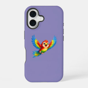 Funda Para iPhone 16 Dibujo animado de loro feliz para niños y aves