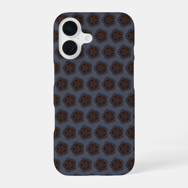 Funda Para iPhone 16 Dibujo de línea simétrica estilo floral mecánico (Reverso )