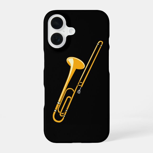 Funda Para iPhone 16 Dibujo de Trombón (Reverso )