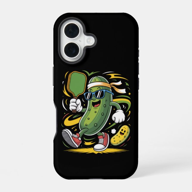 Funda Para iPhone 16 Dill pickle jugando pickleball (Reverso )