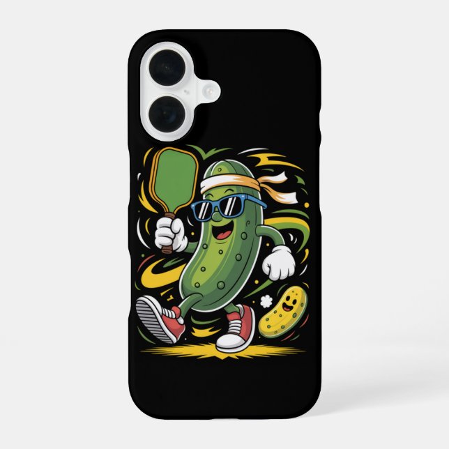 Funda Para iPhone 16 Dill pickle jugando pickleball (Reverso )