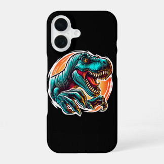 Funda Para iPhone 16 Dino Ataque Épico Prehistórico T-Rex Negro