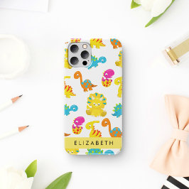 Funda Para iPhone 16 Dinosaurios Lindos, Patrón De Dinosaurios, Tu Nomb