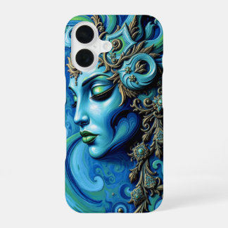 Funda Para iPhone 16 Diosa de la fantasía elegante en turquesa y dorado