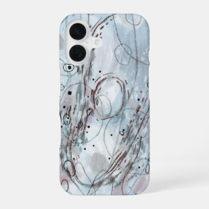 Funda Para iPhone 16 Diseño abstracto contemporáneo gris azul