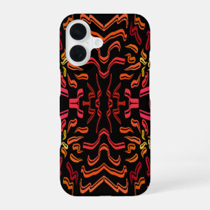Funda Para iPhone 16 Diseño Artístico de Cinta con Tonos de Naranja Roj
