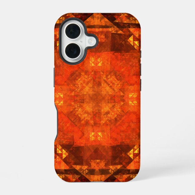 Funda Para iPhone 16 Diseño de Arte Abstracto Mandala de Fuego de Bendi (Reverso )