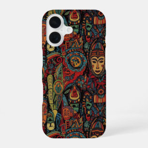 FUNDA PARA iPhone 16 DISEÑO DE ARTE TRIBAL AFRICANO