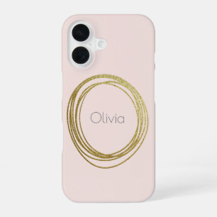 Funda Para iPhone 16 Diseño de círculo abstracto en oro falso con nombr