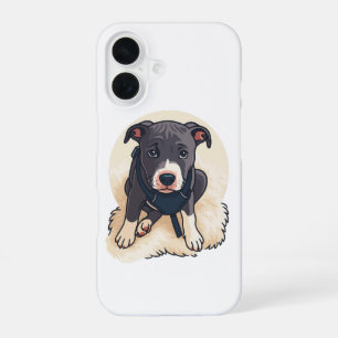 Funda Para iPhone 16 Diseño de dibujos animados de cachorro Pitbull lin