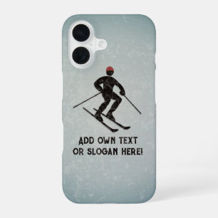 Funda Para iPhone 16 Diseño de esquí - Esquiador con aspecto de metal p
