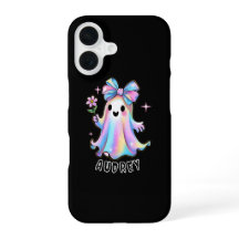 Diseño de fantasmas coloridos con barniz y flor