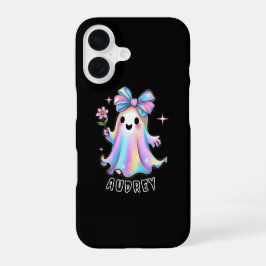 Funda Para iPhone 16 Diseño de fantasmas coloridos con barniz y flor