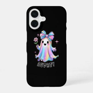 Funda Para iPhone 16 Diseño de fantasmas coloridos con barniz y flor