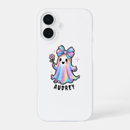 Funda Para iPhone 16 Diseño de fantasmas coloridos con barniz y flor