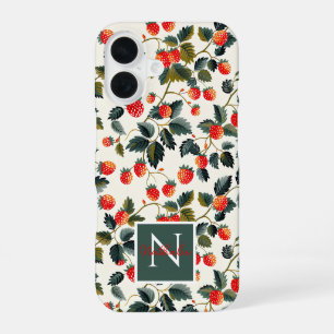 Funda Para iPhone 16 Diseño de Fresa Adorable con Nombre Personalizado 