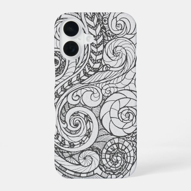 Funda Para iPhone 16 Diseño de garabato (Reverso )