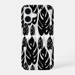 Funda Para iPhone 16 Diseño de hoja blanco negro
