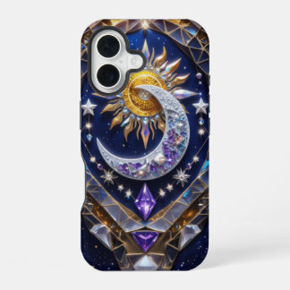 Funda Para iPhone 16 Diseño de luna y sol celestial radiante