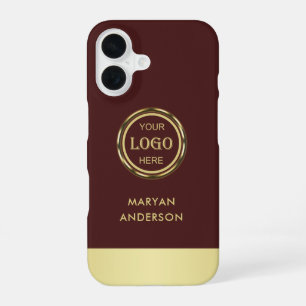 Funda Para iPhone 16 Diseño de oro rojo oscuro, logotipo o foto en círc