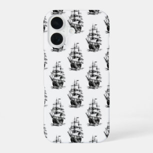 Funda Para iPhone 16 Diseño de patrón de barco de vela vintage