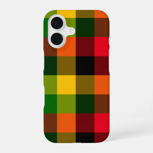 Funda Para iPhone 16 Diseño de patrón de cuadros de colores reggae Rast