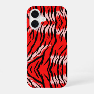Funda Para iPhone 16 Diseño de patrón de piel de animal de tigre rojo