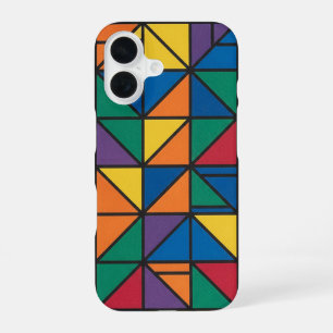 Funda Para iPhone 16 Diseño de patrón geométrico de bloque de color mod