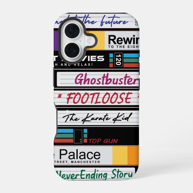 Funda Para iPhone 16 Diseño de películas VHS retro (Reverso )