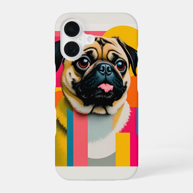 Funda Para iPhone 16 Diseño de pug (Reverso )