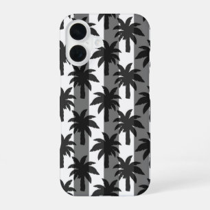 Funda Para iPhone 16 Diseño de rayas de palmeras tropicales de color bl