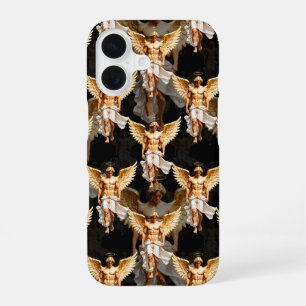Funda Para iPhone 16 Diseño del patrón de ángeles dorados celestes