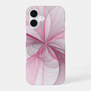 Funda Para iPhone 16 Diseño fractal gris rosa claro abstracto moderno