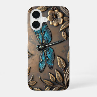 FUNDA PARA iPhone 16 DISEÑO METALIZADO AZUL DRAGONFLY