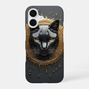 Funda Para iPhone 16 Diseño Misterioso de Gato Negro 🐈⬛