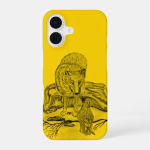 Funda Para iPhone 16 Diseño negro y amarillo de Wolf y Raven