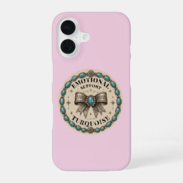 Funda Para iPhone 16 Diseño Occidental Turquesa de Apoyo Emocional