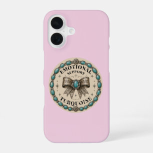 Funda Para iPhone 16 Diseño Occidental Turquesa de Apoyo Emocional