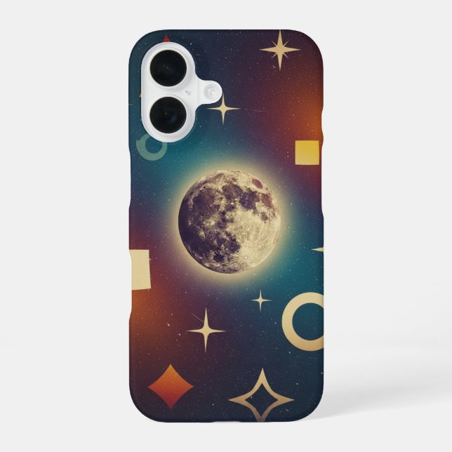 Funda Para iPhone 16 Diseño Retro de Luna Estilizado (Reverso )