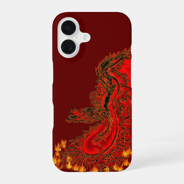 Funda Para iPhone 16 Diseño rojo y dorado de China Dragon (Reverso )