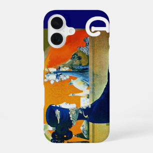 FUNDA PARA iPhone 16 DIVA EN AZUL, MONOGRAMA DE MODA Y BELLEZA