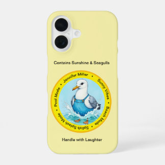 Funda Para iPhone 16 Diversión de verano con chapoteo y gaviotas disfra
