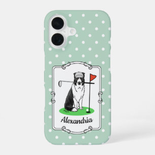 Funda Para iPhone 16 Diversión del perro collie de borde jugando al gol