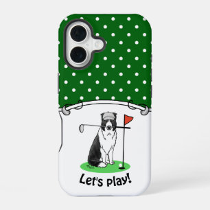 Funda Para iPhone 16 Diversión del perro collie de borde jugando al gol