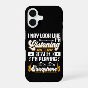 Funda Para iPhone 16 Divertido Escuchando En Mi Cabeza Estoy Tocando Sa