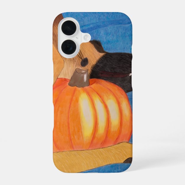 Funda Para iPhone 16 Dog paws and pumpkin phone case (Reverso )