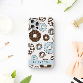 Funda Para iPhone 16 Donas Azules, Donas Marrones, Purpurina, Tu Nombre