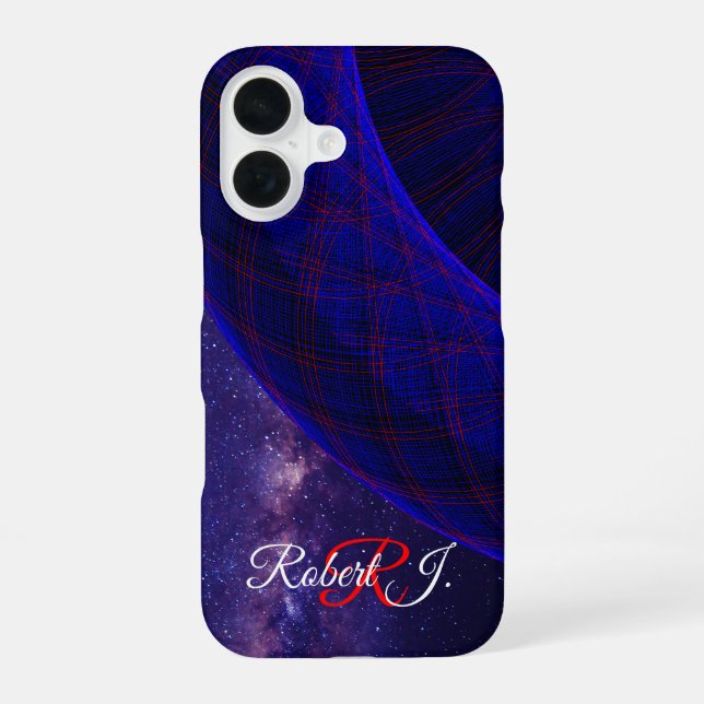 Funda para iPhone 16 Donas Geométricas Espacio Azu (Reverso )