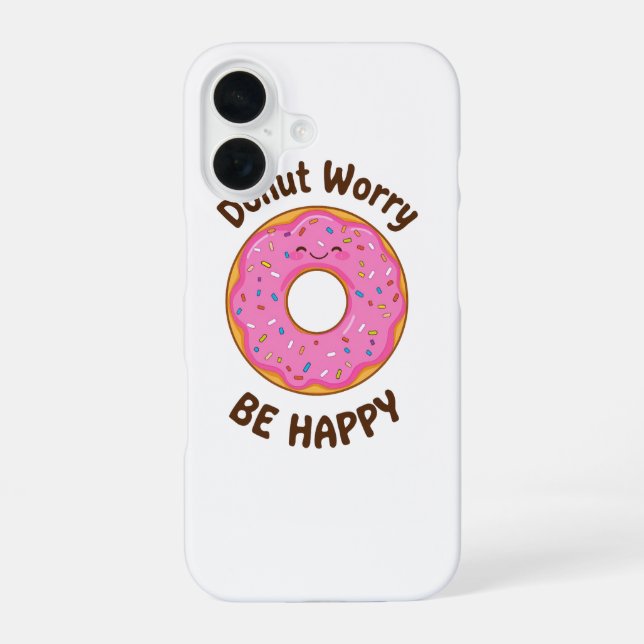 Funda Para iPhone 16 Donut rosado lindo con salpicaduras (Reverso )